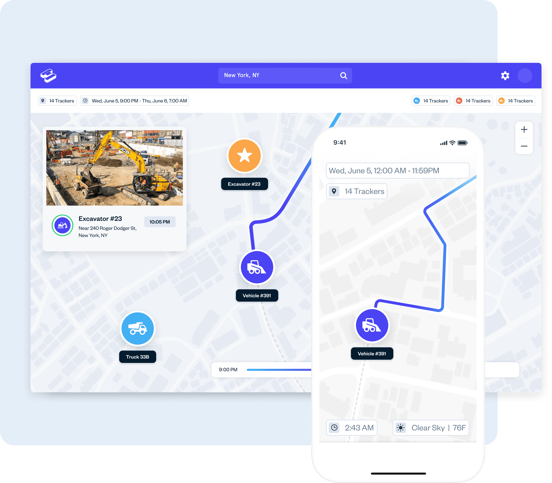 Hapn fleet tracking dashboard with map view